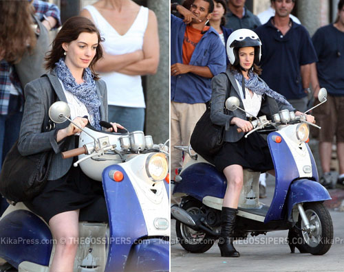 anne vespa Anne Hathaway sul set di Valentines Day